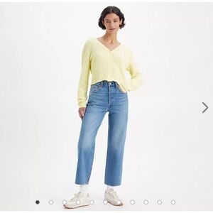 Ribcage Straigh Ankle Jeans - Washed Blue